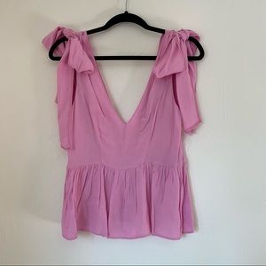 NWT ASOS Pink Peplum Flowy Tank with Bow Straps